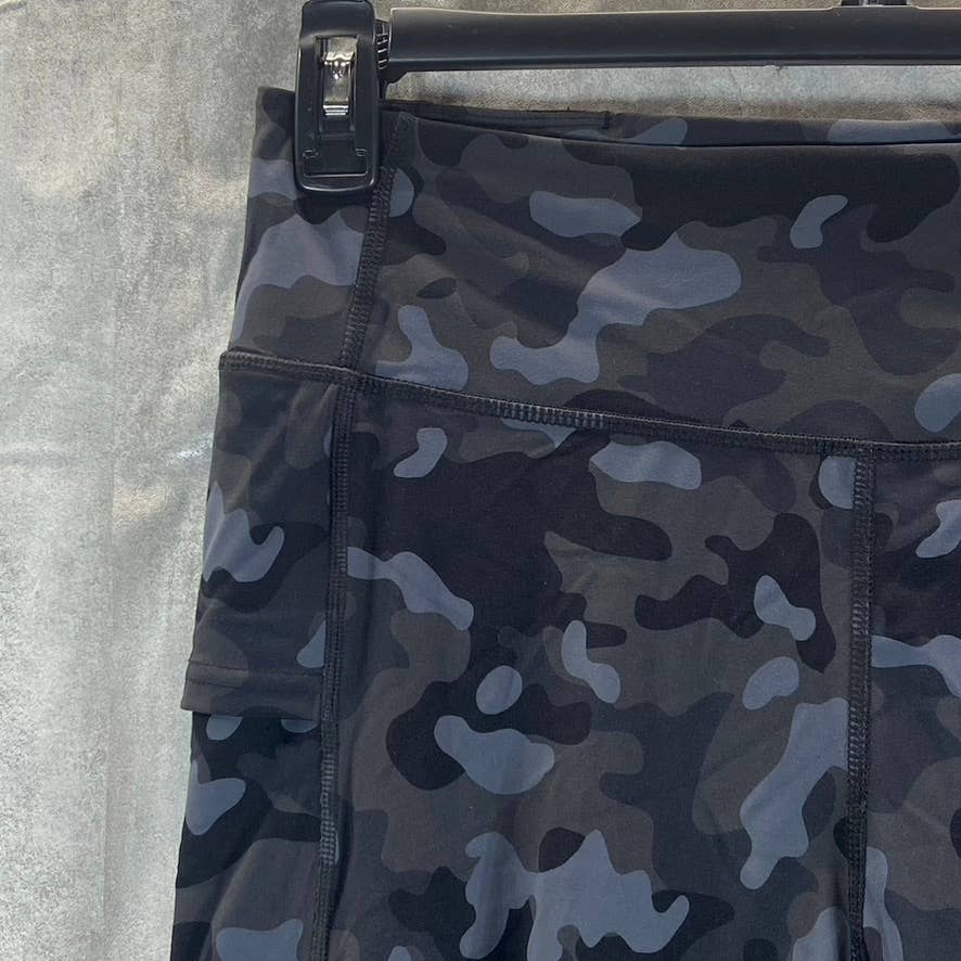 BASS OUTDOOR Women's Black-Grey Camo-Print High-Rise Catamount Leggings SZ M