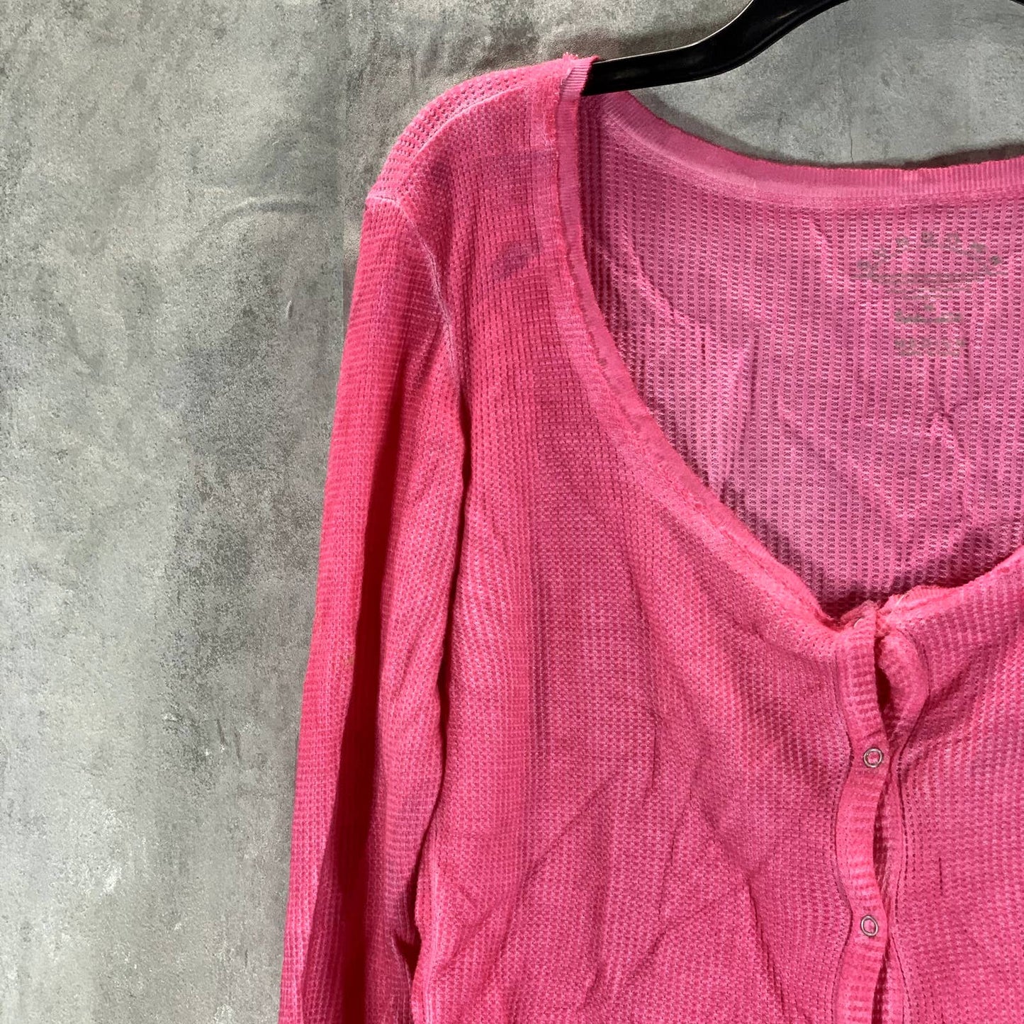 SUNDWOWN By Splendid Juniors' Hot Pink Solana Thermal Ribbed-Edge Top SZ M