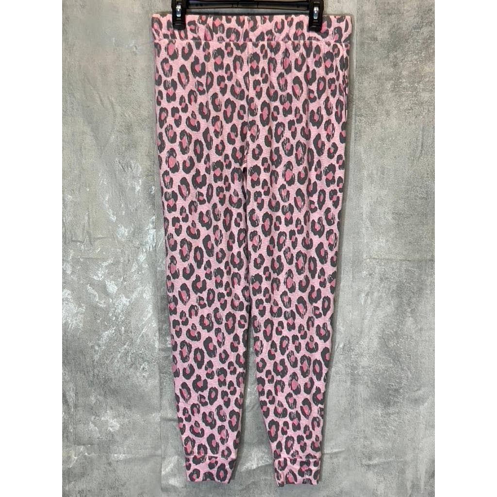 ROUDELAIN Women's Pink Fierce Cat Cameo Drawstring Waist Pull-On Pajama Jogger Pants SZ L