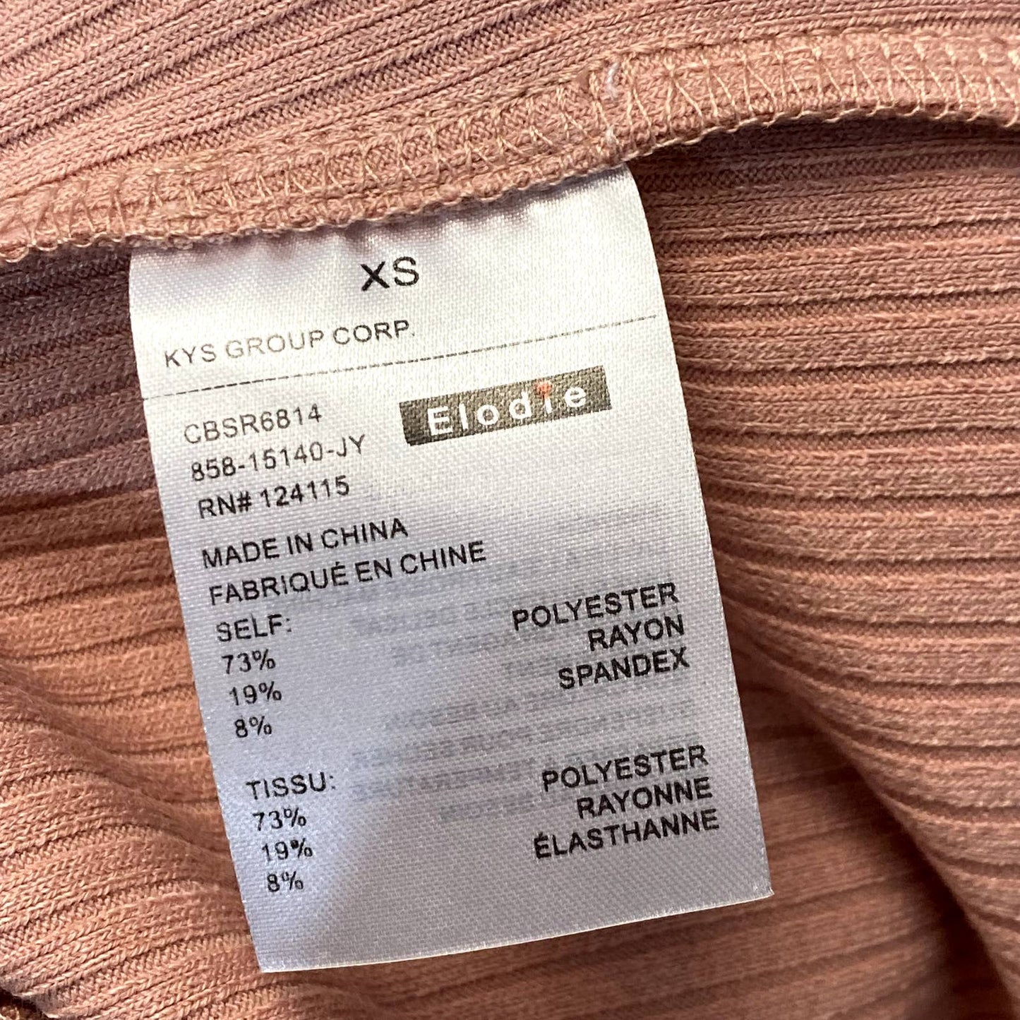 ELODIE Women's Peach Rib Knit Elastic High-Rise Waistband Pull-On Shorts SZ XS