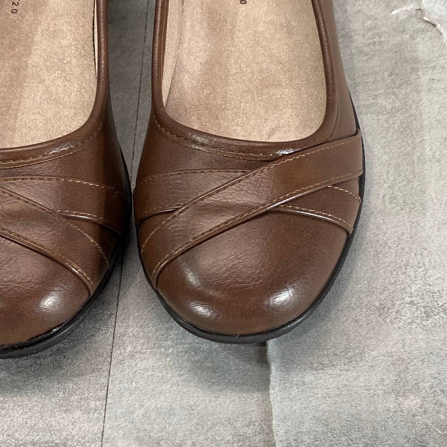 LIFESTRIDE Women's Wide Dark Tan Dusty I-Loyal Slip-On Ballerina Flats SZ 7.5W