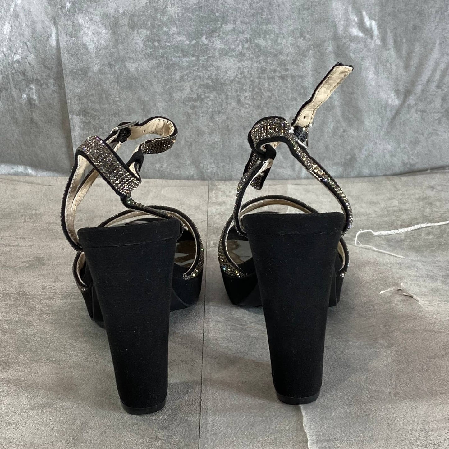 SUGAR Women's Black Rhinestone Embellished Prisila Open-Toe High-Heel Sandal SZ6