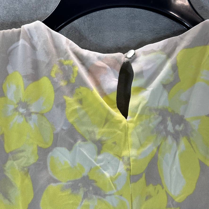 CALVIN KLEIN Women's Petite Yellow/Tan Pleated Crewneck Sleeveless Top SZ P/XS