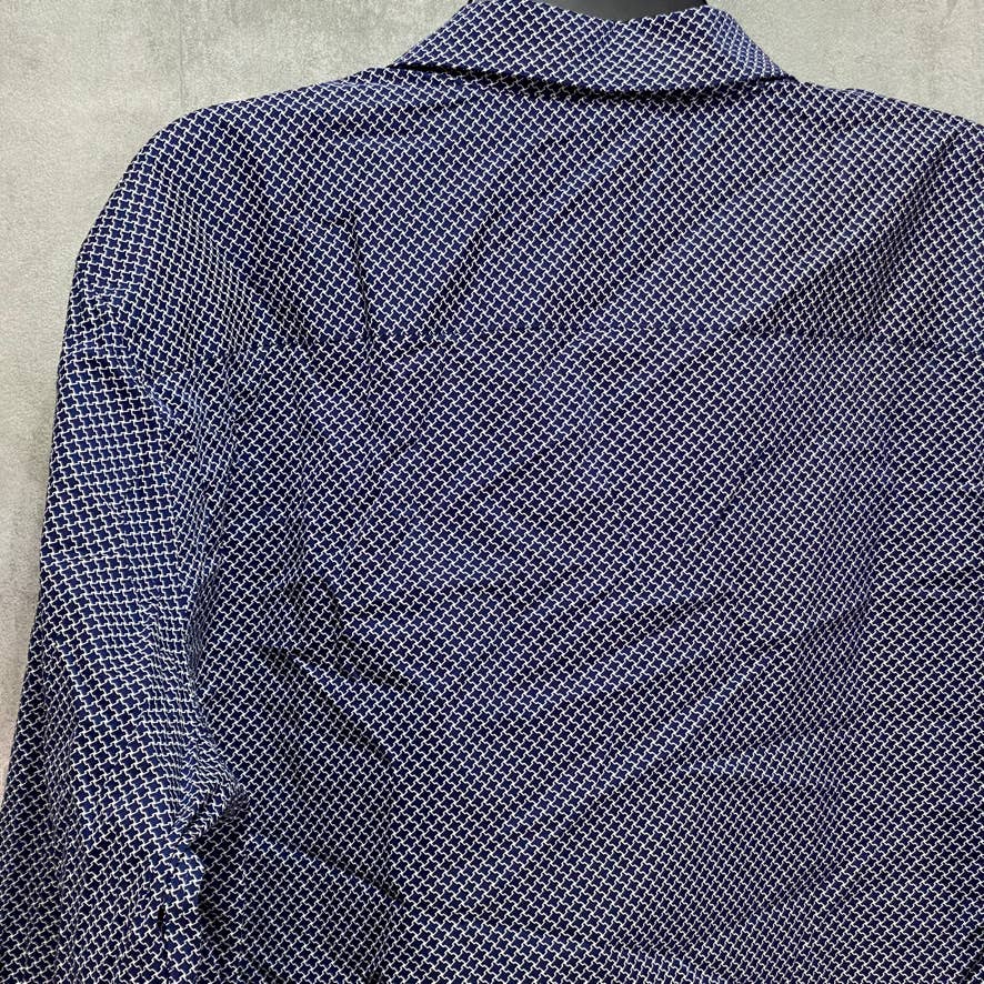 ALFANI Blue Slim-Fit Performance Stretch Long Sleeve Dress Shirt SZ XL