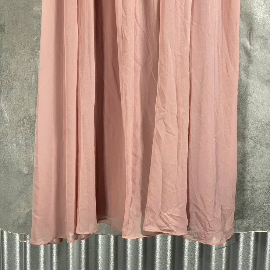 CITY STUDIO Juniors' Pink Scalloped Lace Embellished Illusion Tulip Gown SZ 11