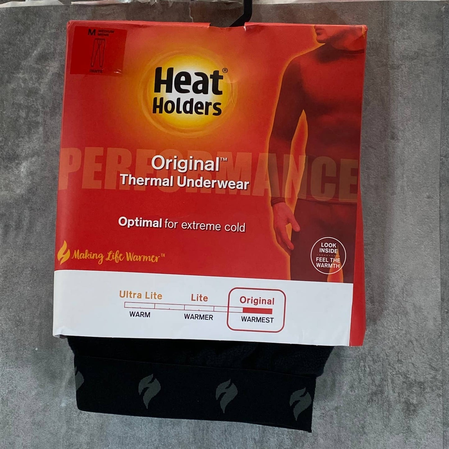 HEAT HOLDERS Men's Black Original Stretch Thermal Pants SZ M