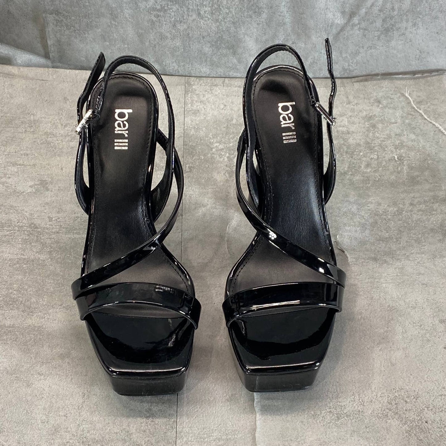 BAR III Women's Black Patent Scarlett Square-Toe Platform Heels SZ 7