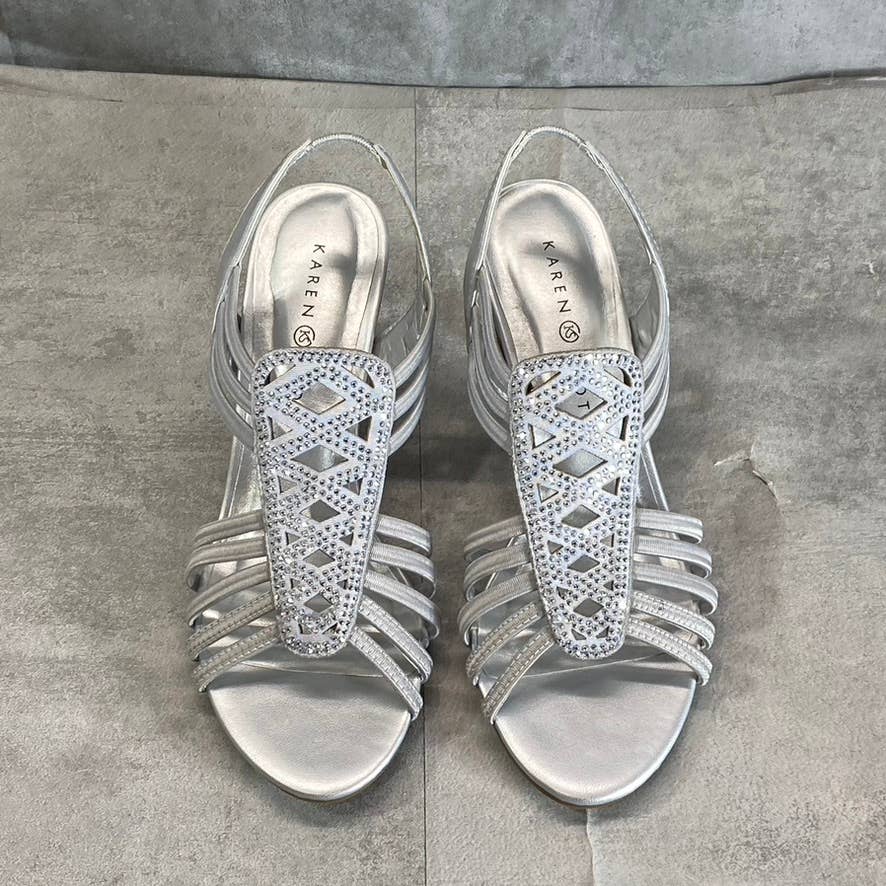 KAREN SCOTT Women's Silver Rhinestone Embellished Danely Strappy Dress Sandals