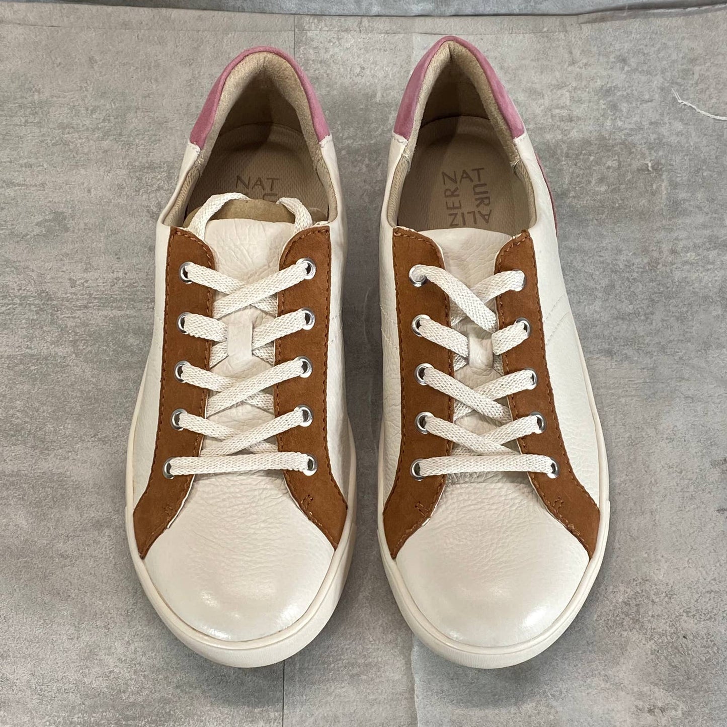 NATURALIZER Women's Wide Satin Pearl Leather Morrison Lace-Up Sneakers SZ 11W