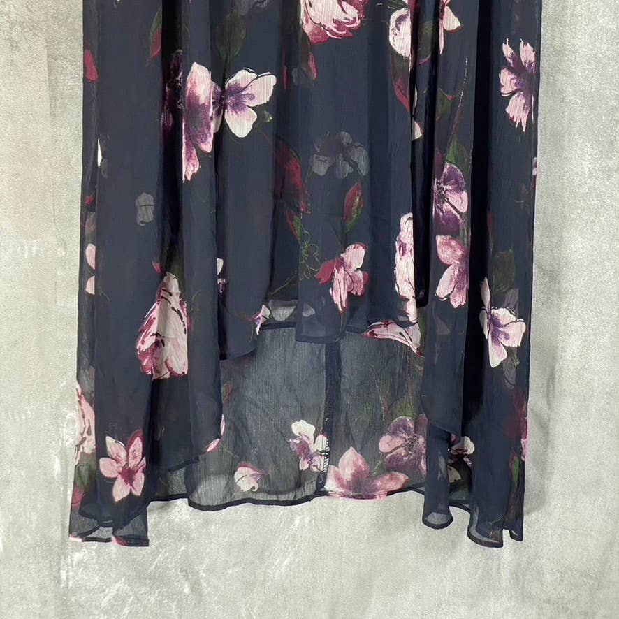 DKNY Women's Midnight Navy Flutter-Sleeve V-Neck Hi-Low Wrap Midi Dress SZ 4