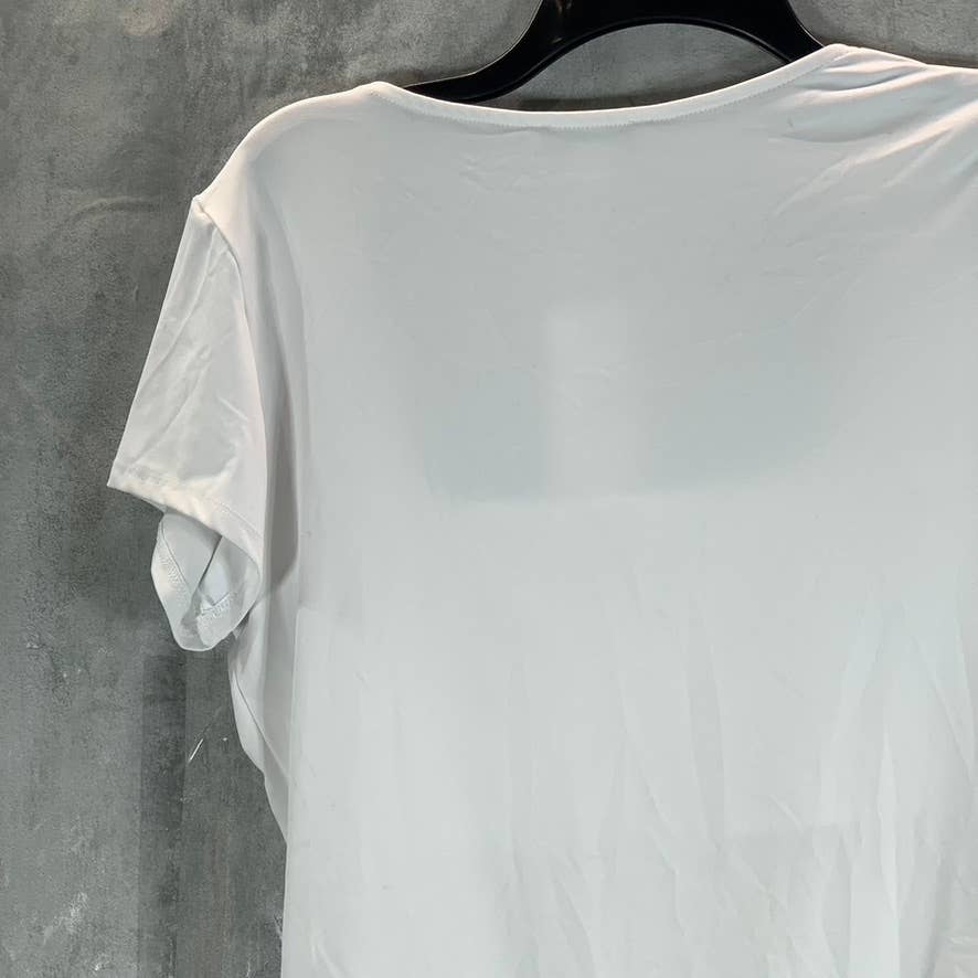 AND NOW THIS Women's White Square-Neck Cap Short-Sleeve Bodysuit SZ L