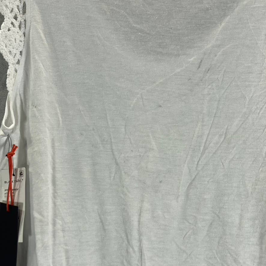 BLACK TAPE Women's Petite White Scoop-Neck Crochet-Trim Tank Top SZ PS