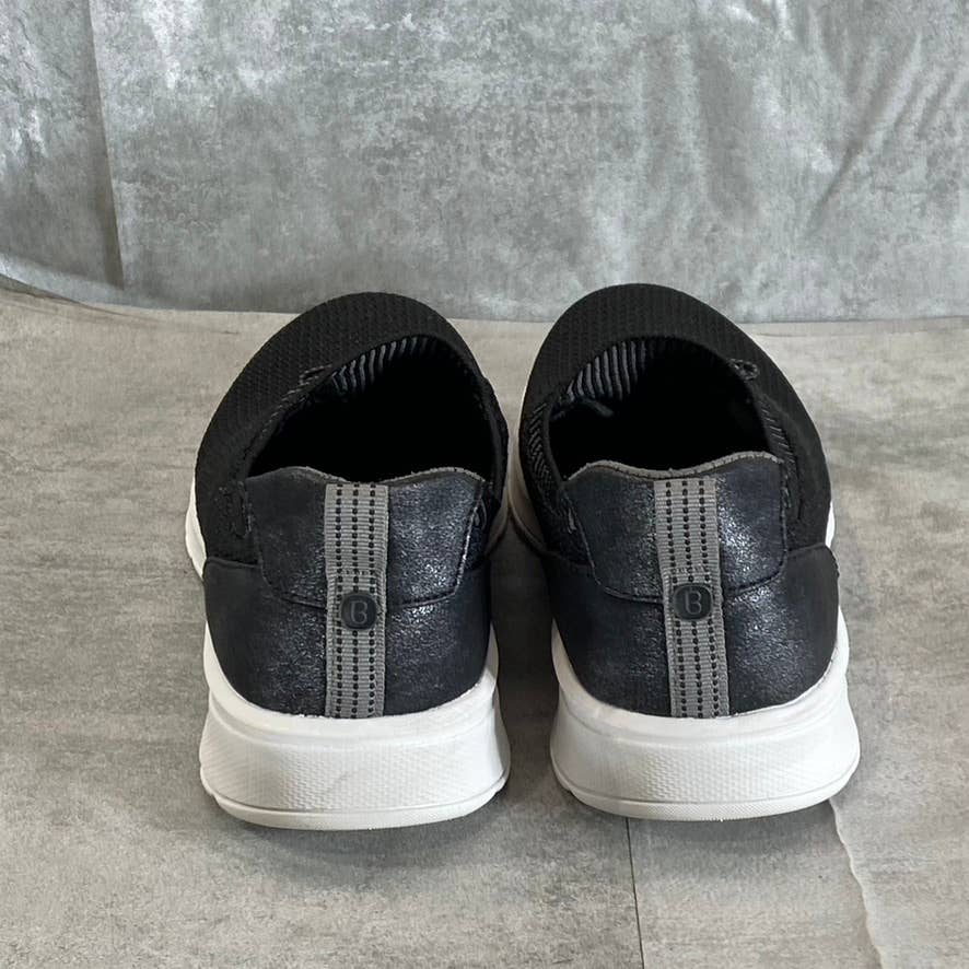 BZEES Women's Black Knit Gold Rush Washable Bungee Lace-Up Slip-On Sneakers SZ10