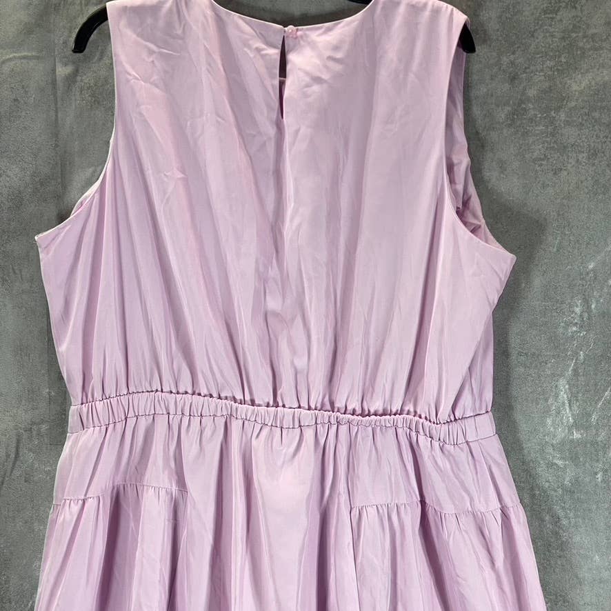 ALFANI Women's Lavender Rain Mixed-Media Drawstring Waist Mock-Neck Dress SZ 2XL