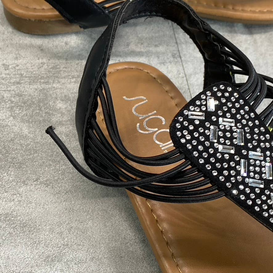 SUGAR Women's Black Bernice Rhinestone Embellished Slingback Sandals SZ S(5/6)