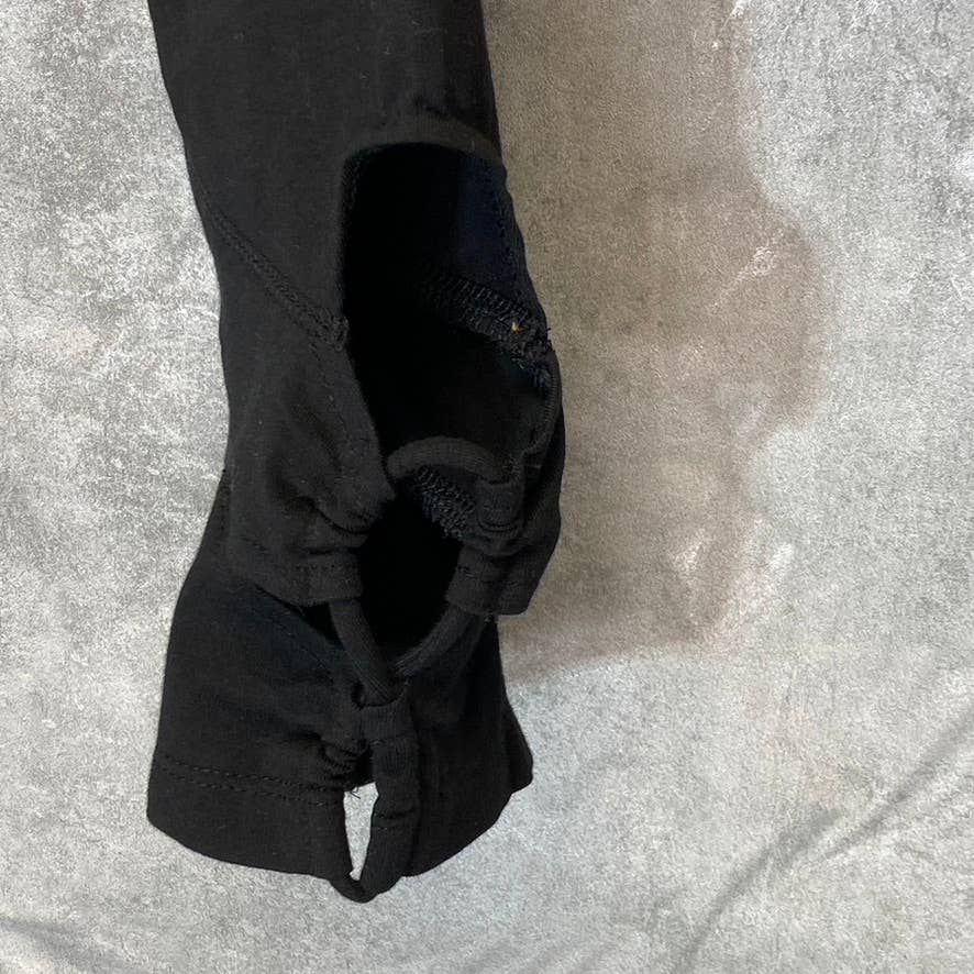 RBX Women's Solid Black Cutout Hem High-Rise Pull-On Capri Leggings SZ M