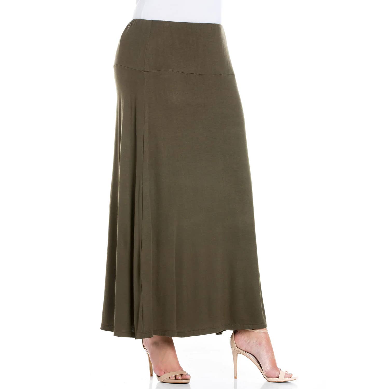 24SEVEN Comfort Apparel Women's Green A-Line Maxi Pull-On Skirt SZ M