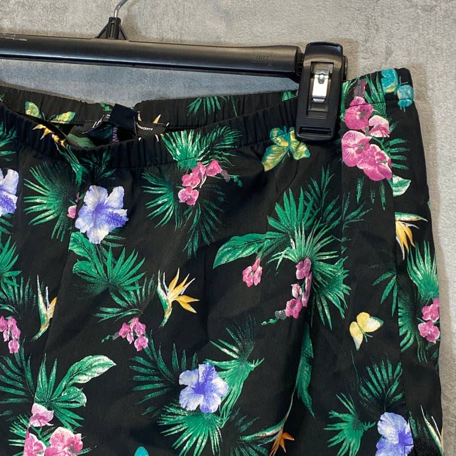 INC INTERNATIONAL CONCEPTS Women's Black Intimate Tropical-Print Pijama Shorts SZ M