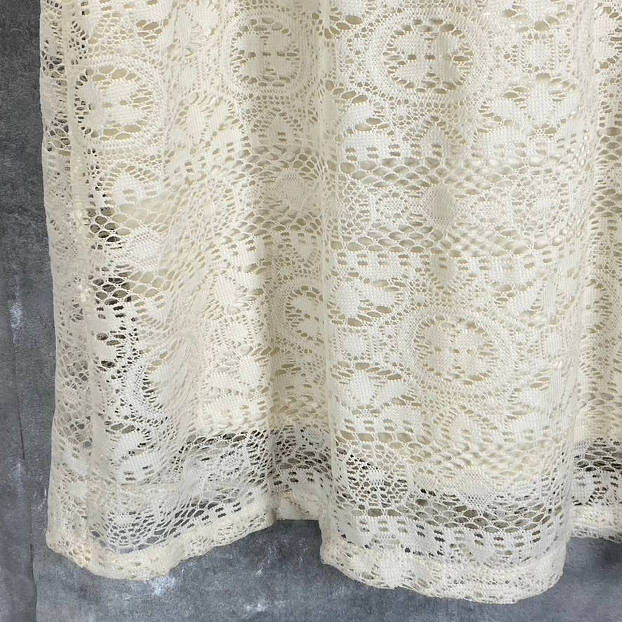 LOVE, FIRE Juniors' Ivory Scoop-Neck Adjustable Strap Lace Mini Dress SZ L