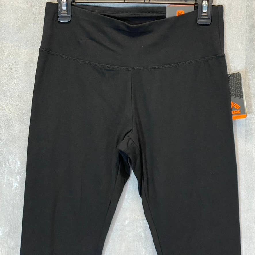 RBX Women's Solid Black Cutout Hem High-Rise Pull-On Capri Leggings SZ M