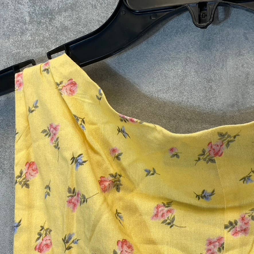 BARDOT Women's Yellow Ditsy Floral Crop Top Bustier Shirt SZ US10/L