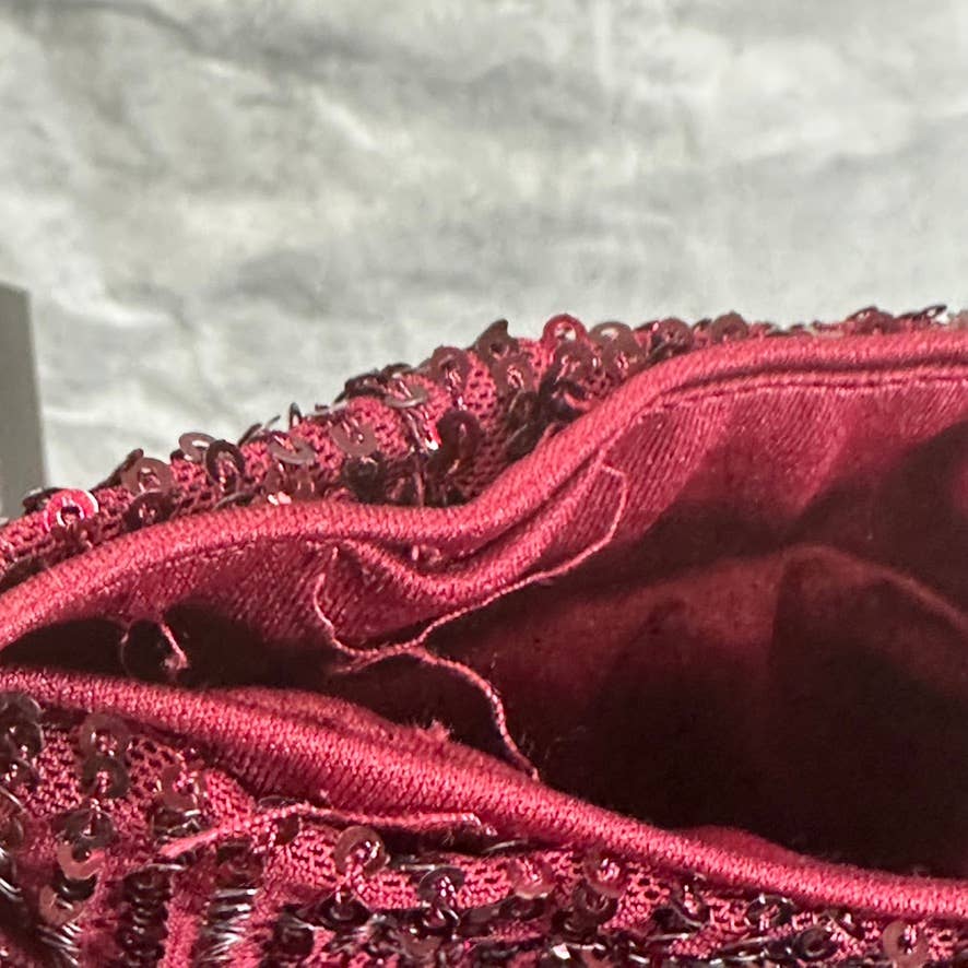 VINCE CAMUTO Women's Dark Wine Ruffled Sequin Embellished Mini Skirt SZ XL