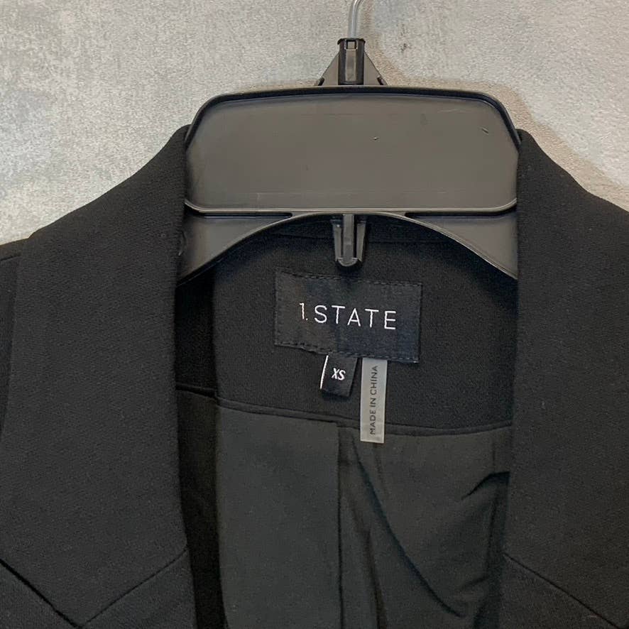 1.STATE Women's Rich Black Faux Double Breast Hook Closure Blazer SZ XS