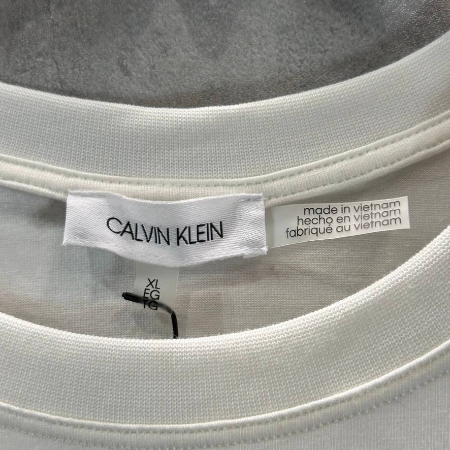 CALVIN KLEIN Women's White Crewneck Padded Muscle Tee SZ XL