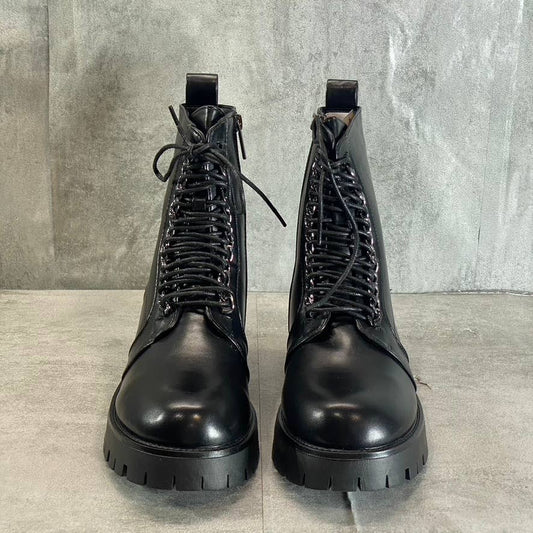 OLIVIA MILLER Women's Black Elizabeth Chain Lace-Up Combat Boots SZ 8.5