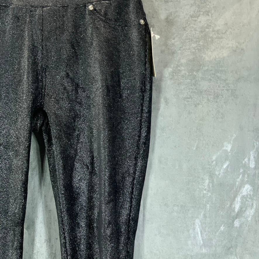 MICHAEL MICHAEL KORS Women's Petite Black Metallic Pull-On Leggings SZ P/M