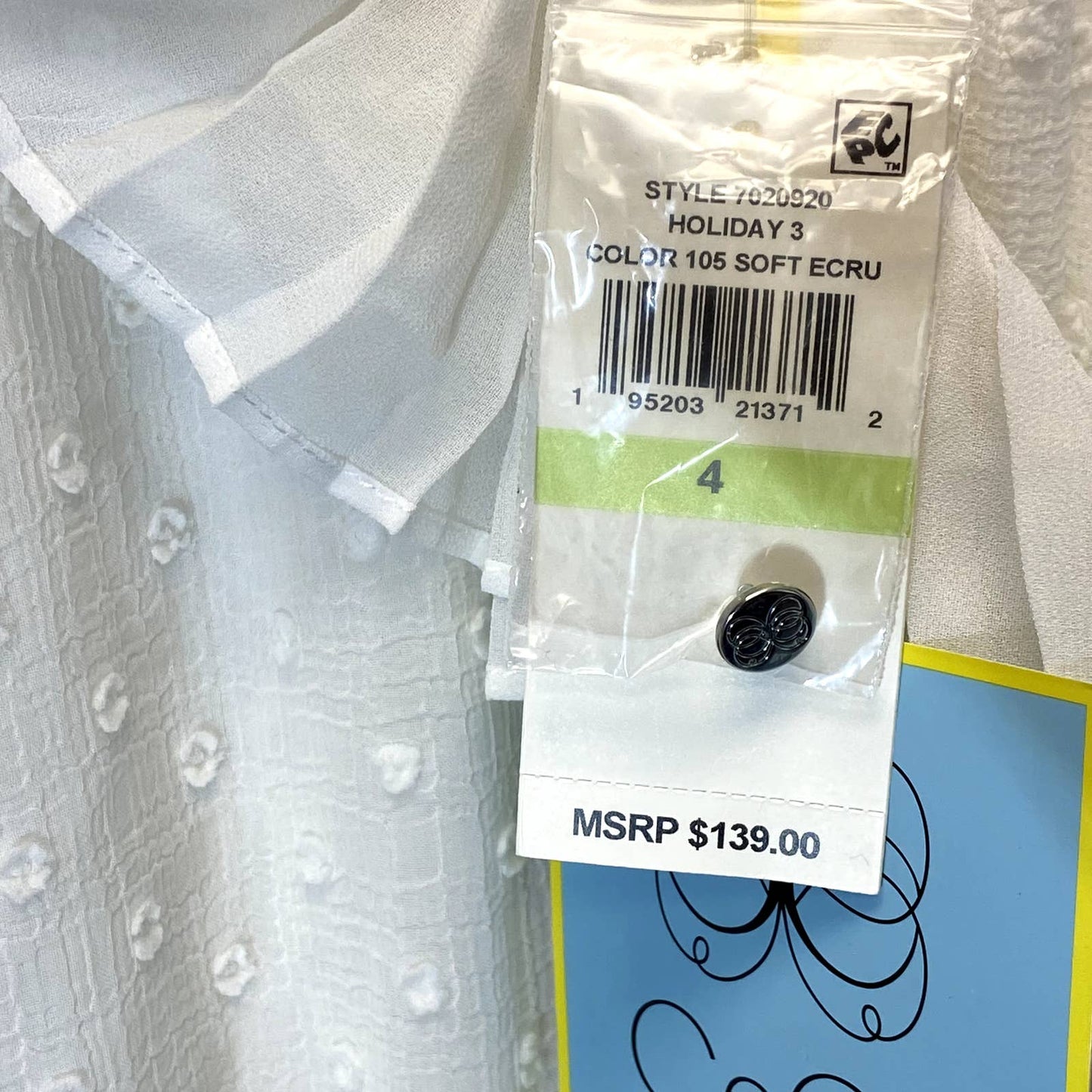 CECE Women's Soft Ecru Clip Dot Tie-Waist Ruffle Short Sleeve Fit & Flare Mini Dress SZ 4