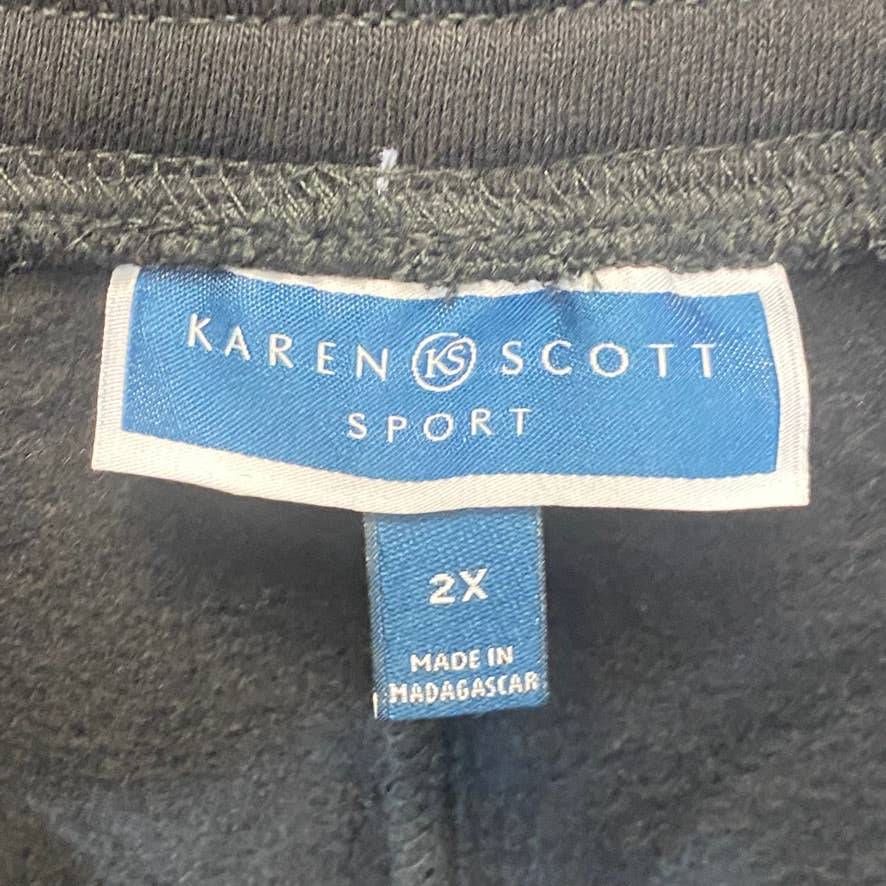 KAREN SCOTT Sport Women's Plus Size Black High-Rise Pull-On Fleece Sweatpants SZ 2X