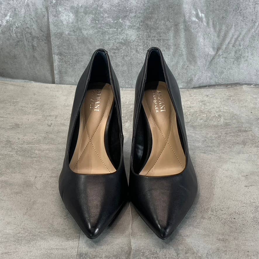 ALFANI Step N' Flex Women's Black Leather Jeules Pointed-Toe Slip-On Pumps SZ 8