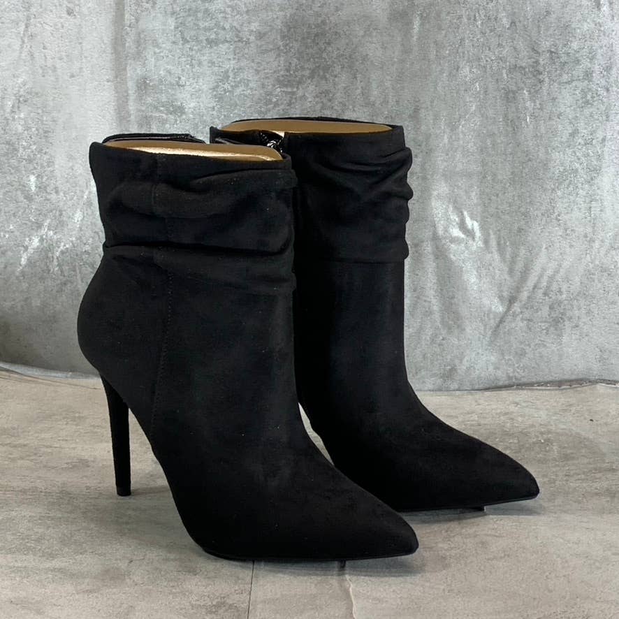 JESSICA SIMPSON Women's Black Microsuede Lerona Pointed-Toe Stiletto Booties SZ7