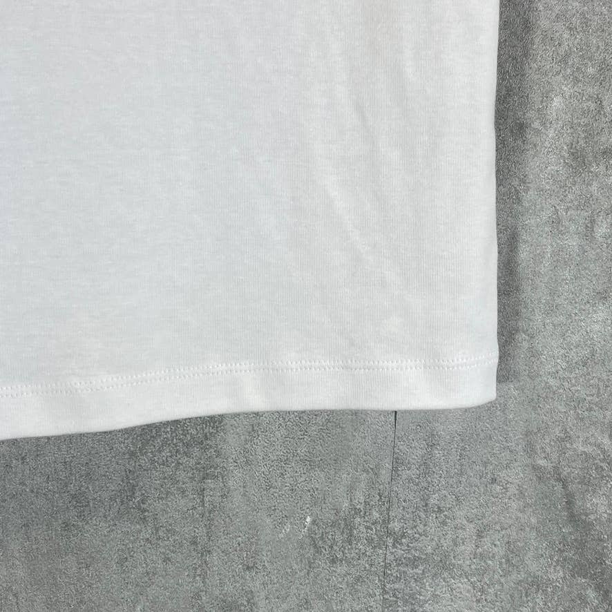 TOMMY HILFIGER Women's Classic White V-Neck Flag Logo Short-Sleeve Tee SZ S