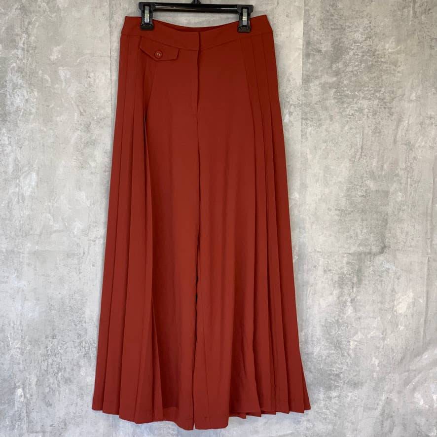 TOPSHOP Orange High-Rise Wide Leg Crop Trousers SZ 2