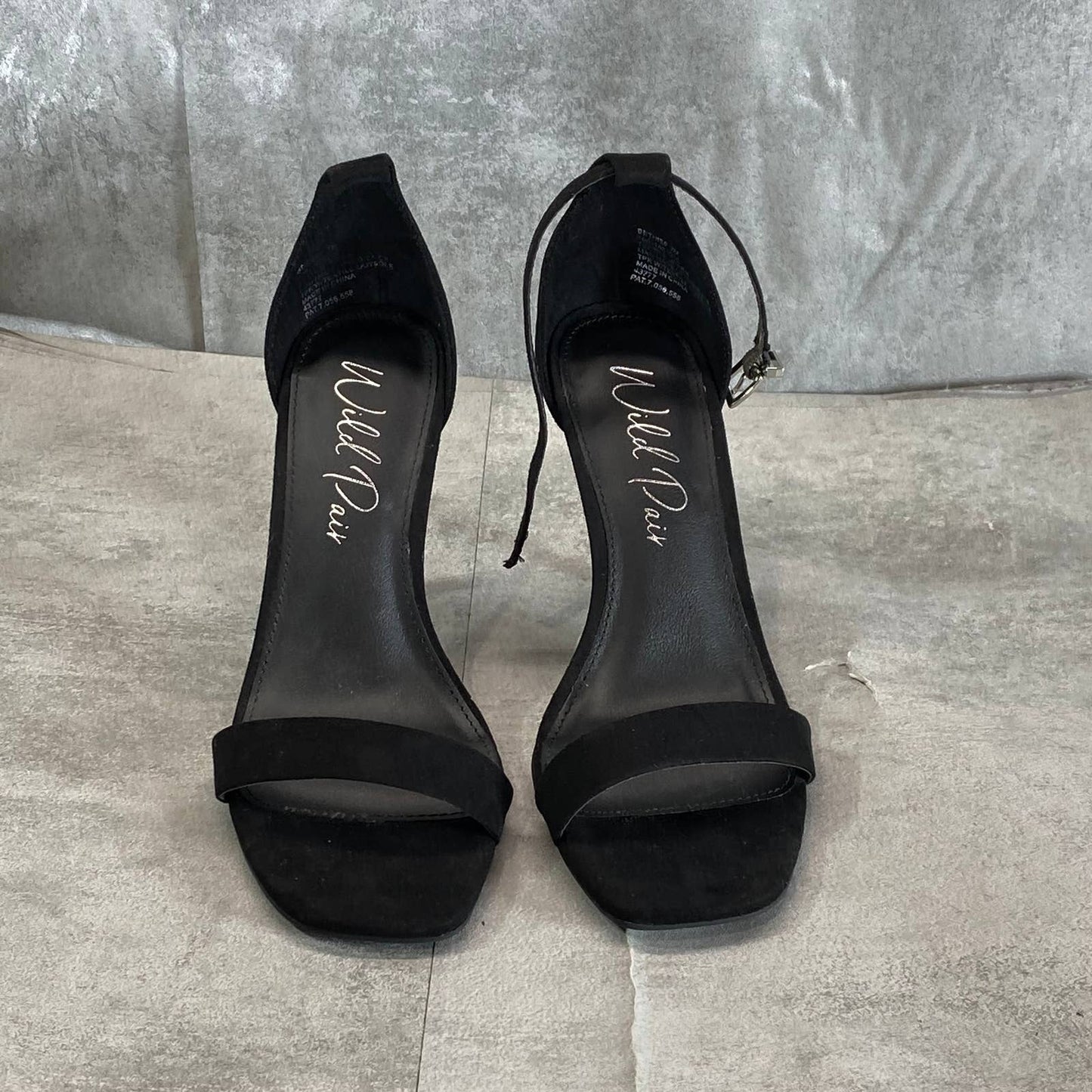 WILD PAIR Women's Black Micro Bethie Square-Toe Two-Piece Dress Sandals SZ 7