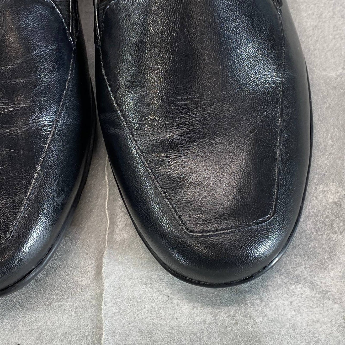 EASY SPIRIT Women's Black Leather Devitt Round-Toe Slip-On Loafer Flats SZ 7.5