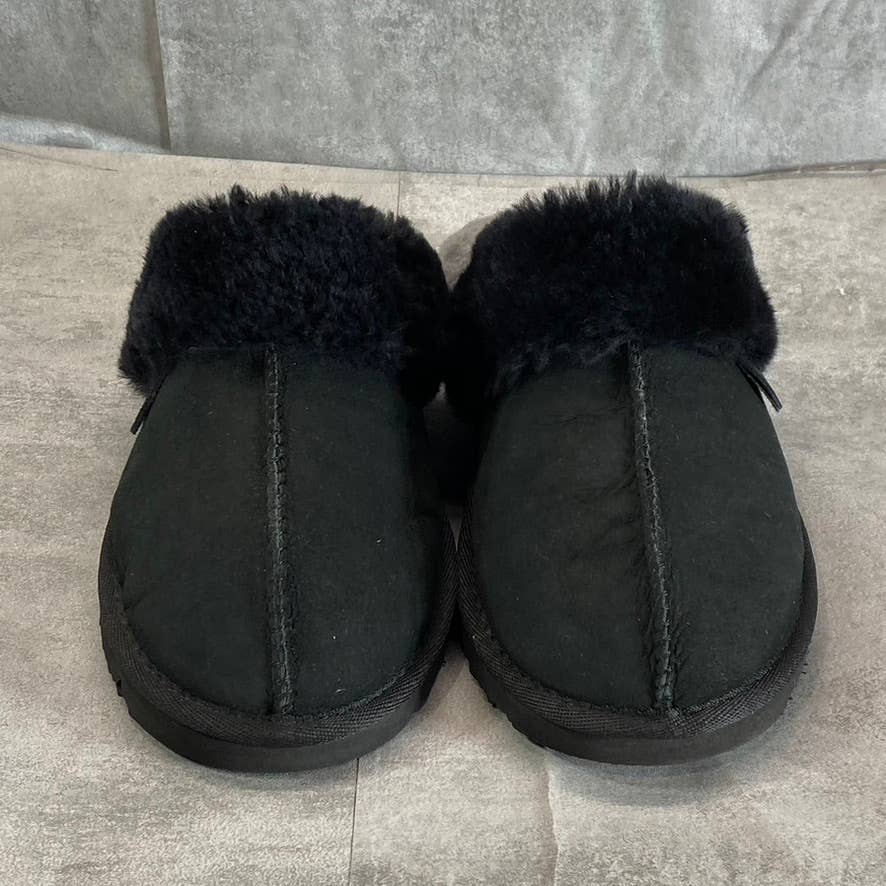 FIRESIDE By DEARFOAMS Women's Black Sydney Shearling Scuff Slip-On Slippers SZ10