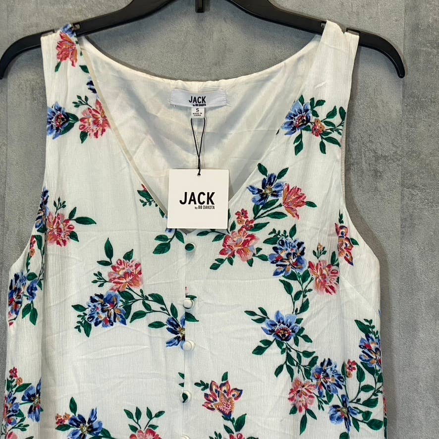 JACK By DD DAKOTA Women's Ivory Floral Print V-Neck Sleeveless Mini Sundress SZ S