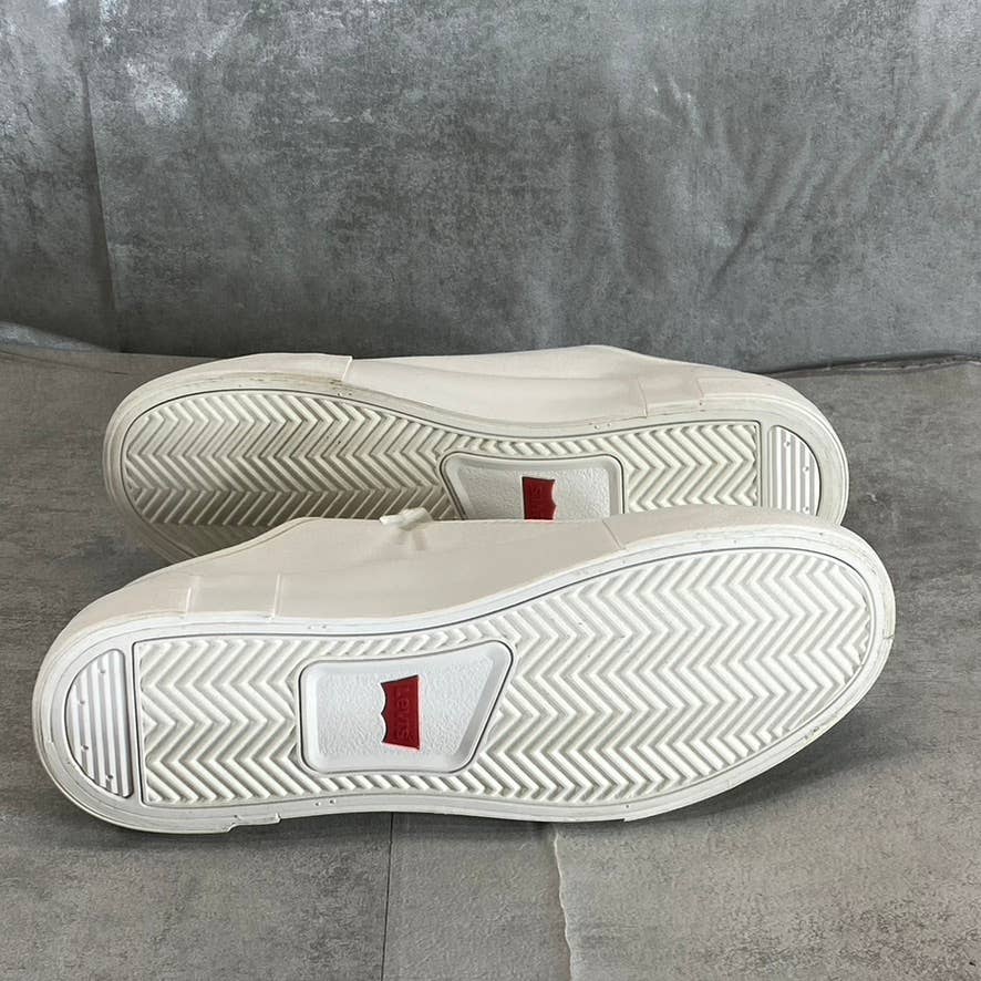 LEVI'S Women's White Mono Canvas Becky Low-Top Lace-Up Sneakers SZ 8.5