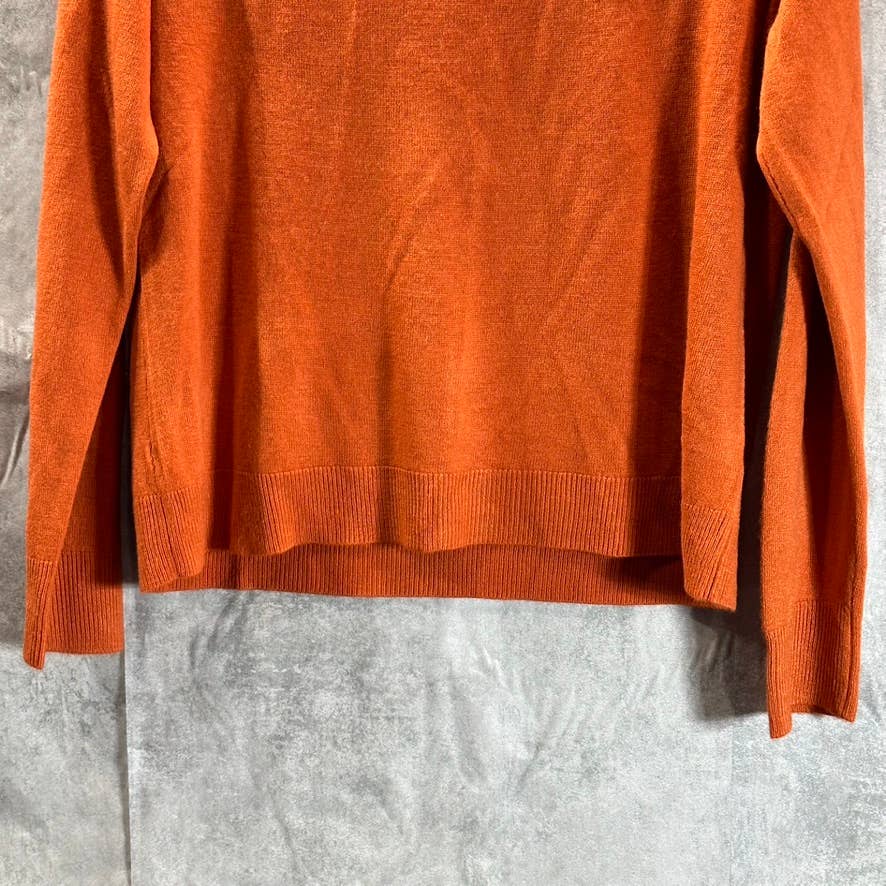 KAREN SCOTT Women's Red Ochre Zip-Back Mock-Neck Pullover Sweater SZ L