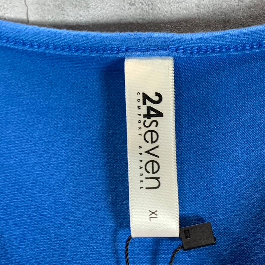 24SEVEN COMFORT APPAREL Women's Blue Short Sleeve Pocket Detail Dress SZ XL