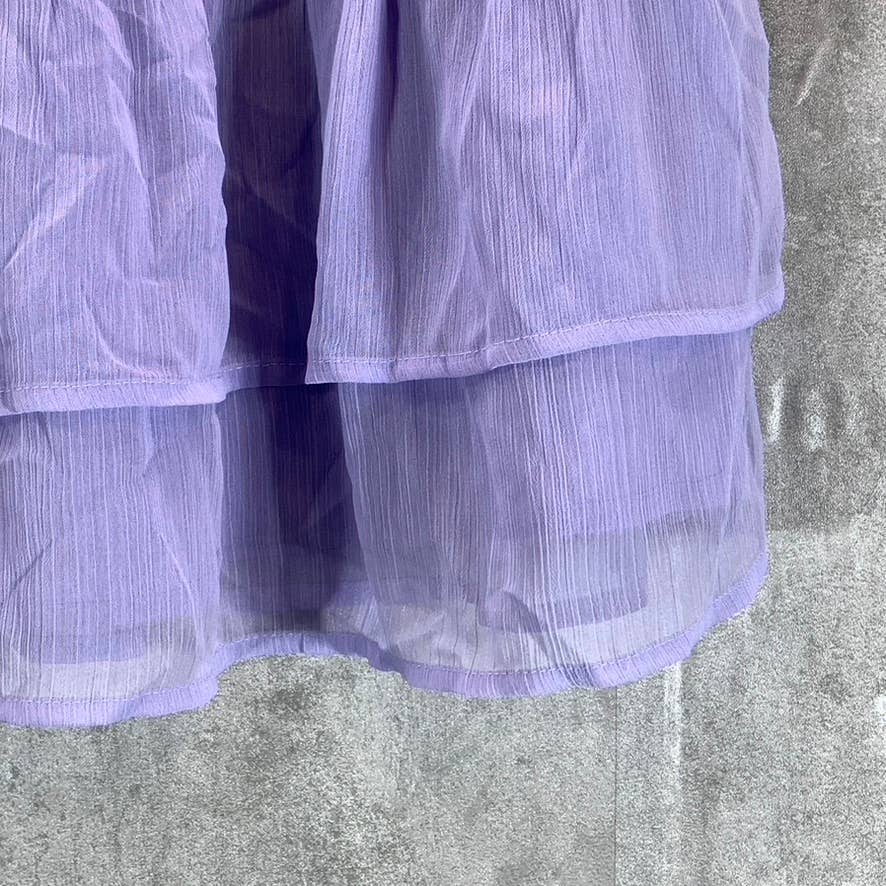 BAR III Women's Wizard Lilac Smocked Ruffle Tiered Pull-On Mini Skirt SZ S