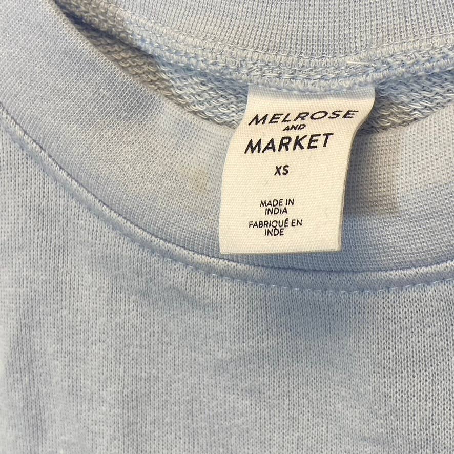 MELROSE AND MARKET Blue Heather Puff Shoulder Crop Pullover Sweatshirt SZ XS
