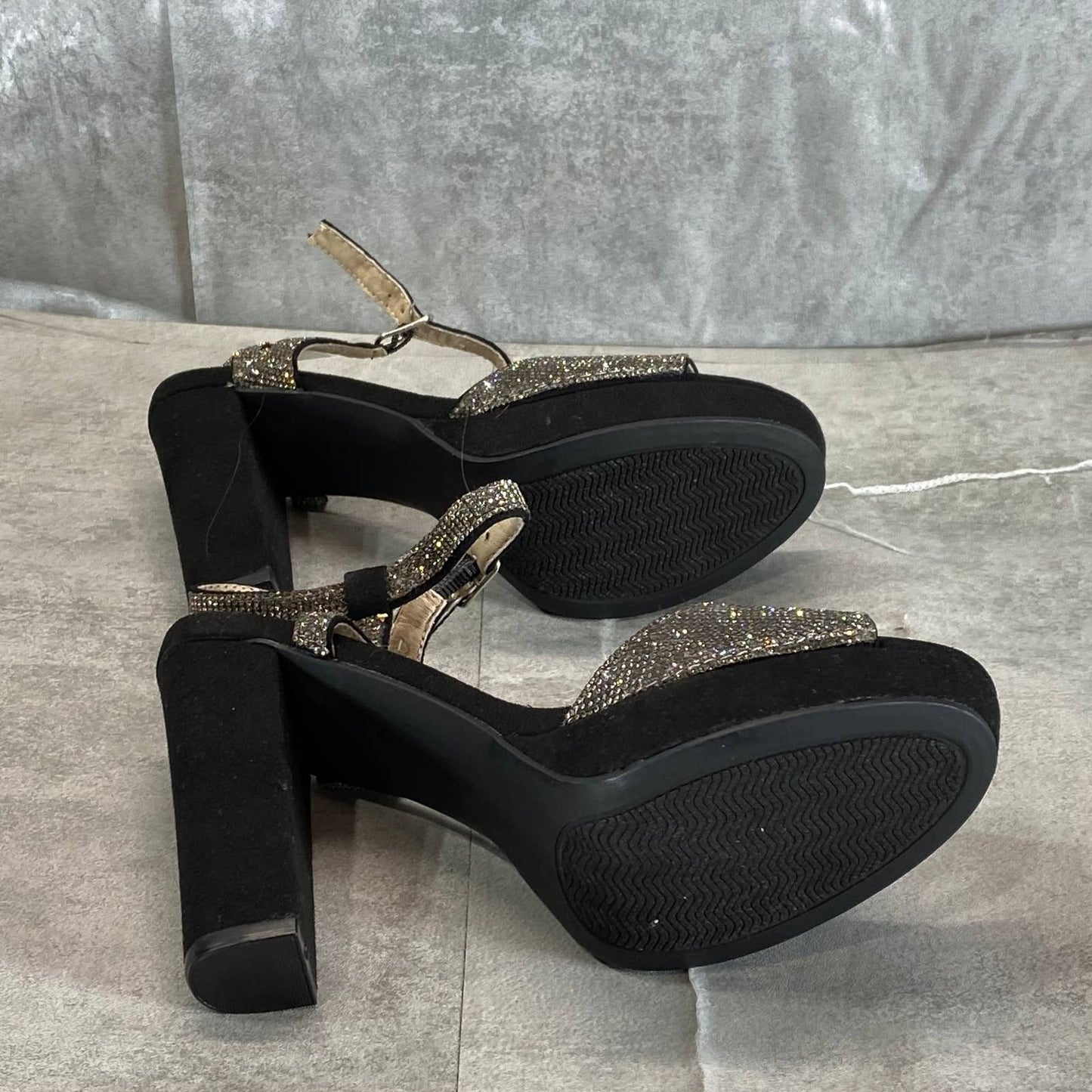 SUGAR Women's Black Rhinestone Embellished Prisila Open-Toe High-Heel Sandal SZ6