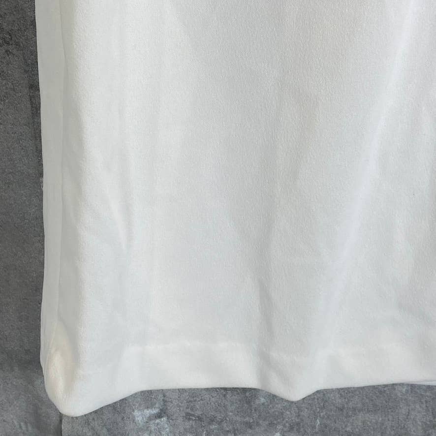 DKNY Women's Cream Illusion Dotted 3/4 Sleeve Crewneck Crepe Shift Mini Dress