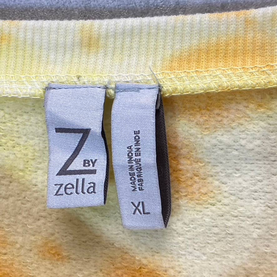 Z BY ZELLA Women's Yellow Green Finch Sunset Tie Dye Cropped Sweatshirt SZ XL