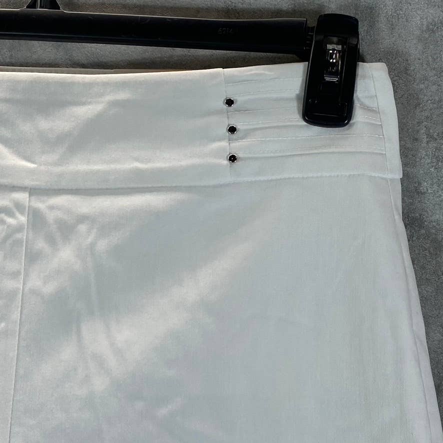 JM COLLECTION Women's Bright White Studded Embellished Tummy Control Capri Pants