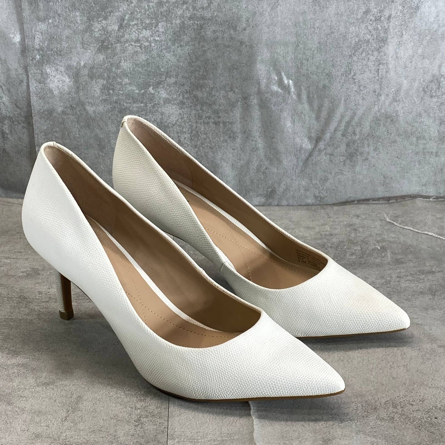 ALFANI Step N' Flex Women's White Lizard Leather Jeules Pointed-Toe Pumps SZ9.5